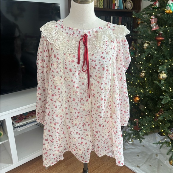 BOHME Macy Floral Bow Babydoll Dress SZ Medium NWT - Picture 2 of 5